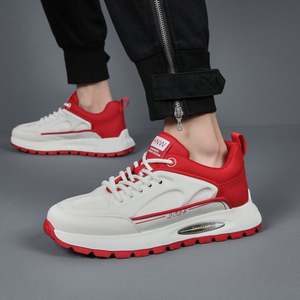 Zapatillas Deportivas Personalizadas para Hombre en Rojo y Negro, Antideslizantes, Ligeras, con Forro de Felpa, Estilo Casual, con Correa de Monje y Logotipo - Product Image 2