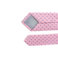 Cravates pour hommes en microfibre de polyester tissé à pois roses, sur mesure, fines, personnalisées, vente en gros, marque privée, cravates chinoises