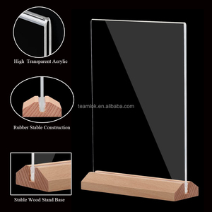 Acrylic giữ dấu hiệu 5x7 inch rõ ràng giữ dấu hiệu với cơ sở bằng gỗ Double-Side Bảng menu <span class=keywords><strong>AD</strong></span> khung hình chữ t Hiển thị Acrylic đứng - Product Image 5