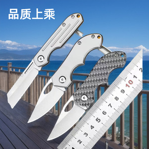 Cuchillo pequeño de acero D2, cuchillo plegable de acero inoxidable, clip de transporte portátil, mango totalmente de acero, hoja plegable, portátil - Product Image 1
