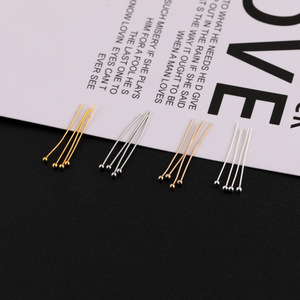 Aiguilles à tête ronde en cuivre plaqué or et argent pour la fabrication de boucles d'oreilles, accessoires de bijouterie 77019 - Product Image 3