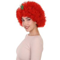 Perruques de supporters de football aux couleurs des drapeaux du Maroc et du Portugal, perruques de clown à tête éclatante, accessoires de cheering pour supporters de football