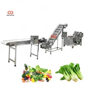 Máquina de lavar e cortar vegetais industrial totalmente automática, equipamento de linha de lavadora de vegetais, escova de máquina de lavar