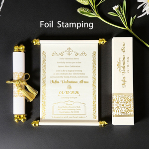 <span class=keywords><strong>Invitaciones</strong></span> de <span class=keywords><strong>Boda</strong></span> Elegantes y Lujosas con Pergaminos Metálicos y Caja, Diseño Personalizado, Venta al Por Mayor - Product Image 3
