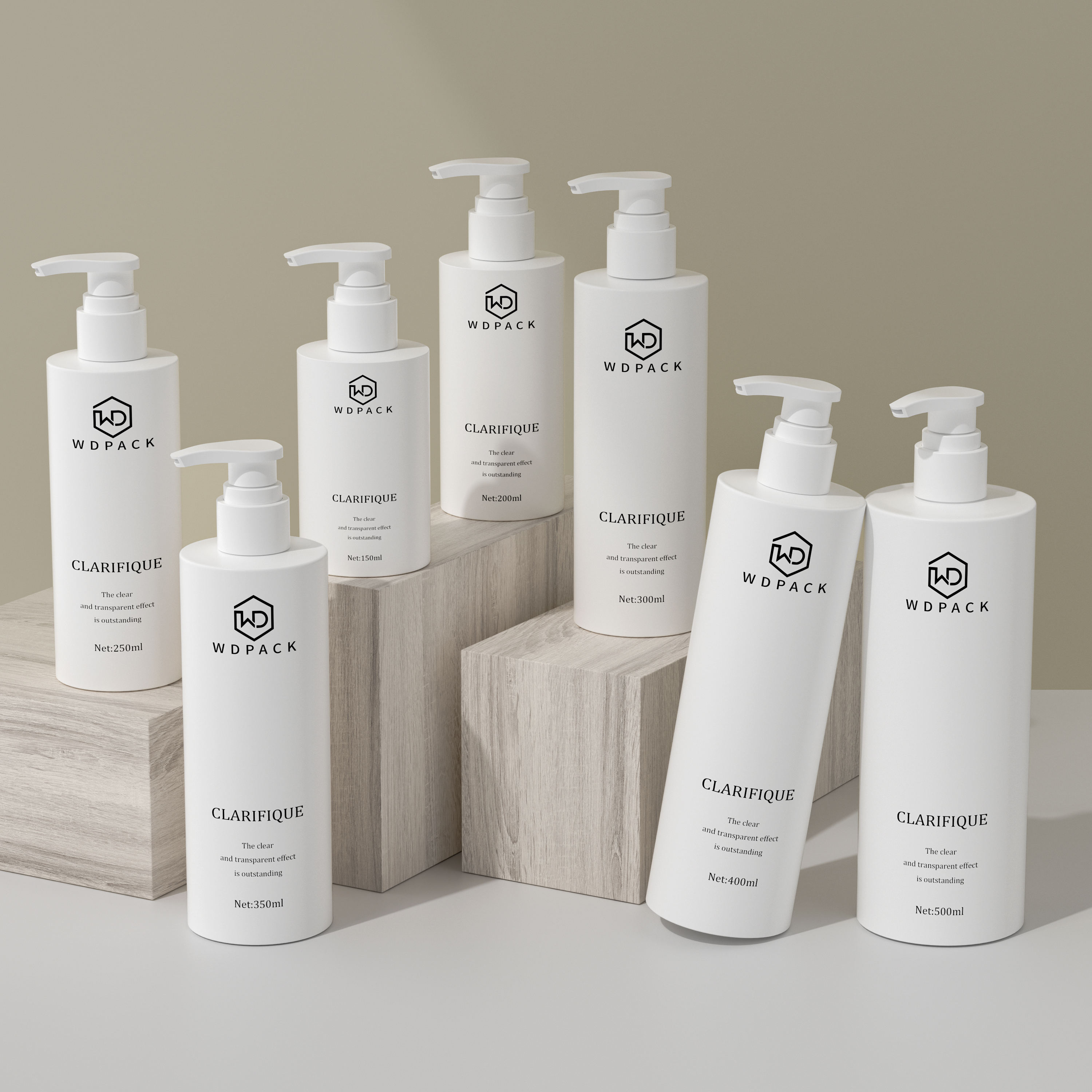 ขวดสีขาว + ปั๊มโลชั่นสีขาว