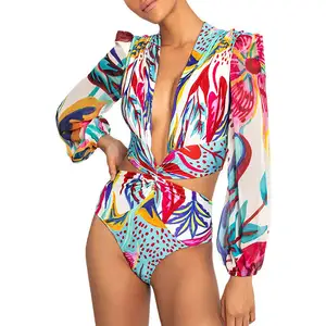 Bathing Suits For Women 2023 Hot Selling Cutout Floral Bandage Swimwear Bikini 3 Piece Women Swimsuits