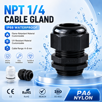 Presse-étoupe NPT1/4 en nylon, étanche IP68, haute résistance à la traction, applicable aux câbles de 4 à 8 mm, fonctionnement à -60°C~+180°C