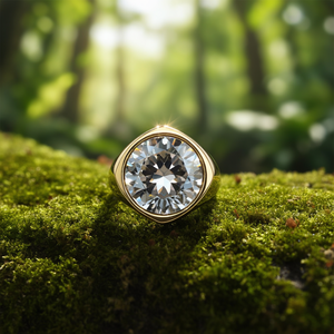 Fashion <b>Ring</b> 316L Stainless Steel PVD Gold Plating Round Crystal Stone <b>Adjustable</b> Band For Women Men Jewelry - Product Image 3