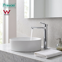 Robinet mitigeur chaud/froid en laiton chromé avec cartouche céramique Frascio pour lavabo de salle de bain