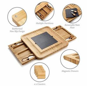 Juego de regalo perfecto, Charcuterie Platter, Wine Crackers, <span class=keywords><strong>Brie</strong></span>, bandeja para servir carne de bambú, queso, con cajón oculto y juego de cuchillos - Product Image 4