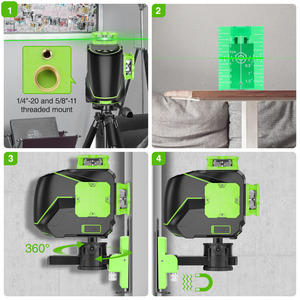 Nivel Láser <span class=keywords><strong>Huepar</strong></span> <span class=keywords><strong>S03CG</strong></span>-L de 360 Grados, Haz Verde 3D, Líneas Cruzadas Horizontales y Verticales Giratorias - Product Image 3
