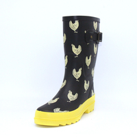 Bottes de pluie antidérapantes pour femmes en caoutchouc naturel, imperméables, mi-mollet, motif Teckel, robustes, pour l'extérieur et l'agriculture