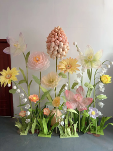 Fleur géante en organza personnalisée haut de gamme, fleur artificielle énorme de 200 cm de hauteur pour la décoration florale de mariage, événements en plein air - Product Image 2