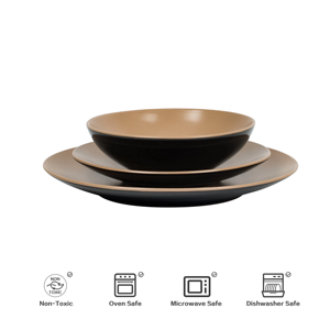 18Pc Darkbeige Elegant Cookware Plates Simple Design Stoneware Ceramic Dishes Plates With Coffee Mugs Practical Dinnerware Sets - Product Image 5