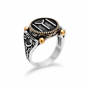 Tugra Design Signet Ottoman Design Authentic <b>Men</b> <b>Ring</b> Turkish Handmade Wholesale 925 Sterling <b>Silver</b> for <b>Men</b> - Product Image 2