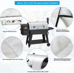Barbecue à granulés moderne en acier inoxydable chromé robuste avec roues, allumage électronique, 80x67CM, flamme de cuisson - Product Image 3