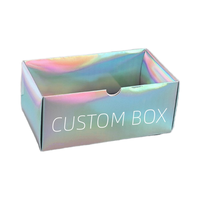 Boîte cadeau pliante de cils noirs personnalisés Costume holographique argenté pour bonbons chocolat pour sous-vêtements chaussettes vêtements emballage en fourrure