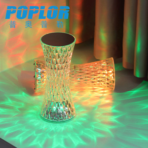 Led Crystal Table <b>Lamp</b> <b>Touch</b> Control Usb Charging Cordless White Shade 6V Dc For Bedroom Restaurant Decor - Product Image 5