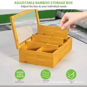กล่องชาไม้ไผ่ 8 ช่อง ฝาเปิดแบบพลิก กล่องเก็บถุงชาไม้ เป็นมิตรกับสิ่งแวดล้อม ใช้ในบ้านและครัว - Product Image 5