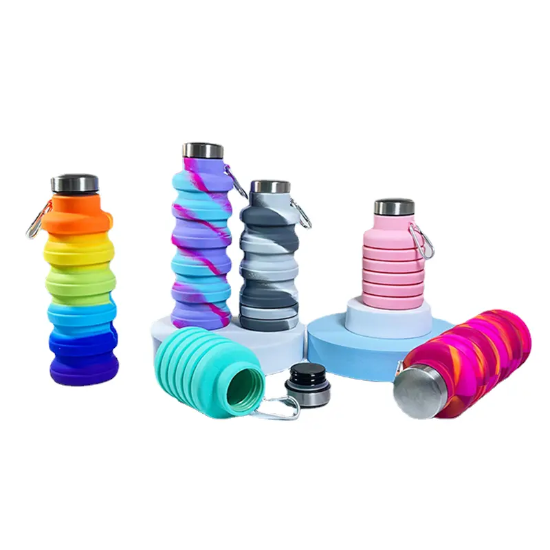 500ML Portable Silicone Water Bottle Retractable Folding Coffee Bottle Cups E Outdoor Travel Tools Collapsible Sport Bottles