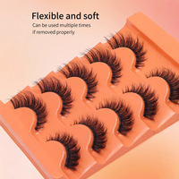 Deborah – Lot de 10 paires de faux cils 3D effet œil de chat, volume intense, en fibres synthétiques, tige en coton noir, doux, bouclés, volumineux et allongeants
