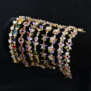 Charm moda donna Chic 18K placcato Oro zircone fiore <span class=keywords><strong>bracciale</strong></span> En o per le ragazze Pulseiras Femininas Oro Joyeria - Product Image 4