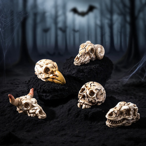 Mini-têtes de crâne d'oiseau coréen en résine, figurines miniatures de squelettes en résine pour micro-paysages, plantes et décorations d'Halloween - Product Image 1