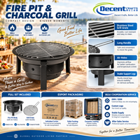 Brasero d'extérieur portable, barbecue au charbon de bois, cuve en acier à niveaux, trous de ventilation, pieds trépieds, grille de cuisson, brasero allemand