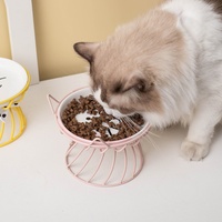 Gamelle pour chat d'intérieur en céramique surélevée avec support, adaptée aux chats à poils longs
