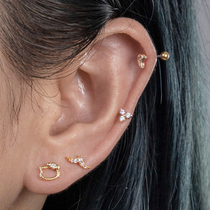 YW 20G Rose Curvo Cz Cartilagem Stud Hélice Torre Conch <span class=keywords><strong>Cat</strong></span> Parafuso Voltar Brinco De Aço Inoxidável Orelha Piercing Jóias - Product Image 2