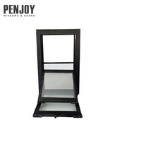 Fenêtre coulissante verticale moderne à rupture de pont thermique en alliage d'aluminium, double/triple vitrage trempé en acier inoxydable pour extérieur