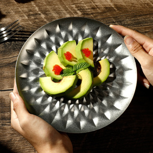 Vaisselle Assiettes à dîner en métal en acier inoxydable Plats en diamant Snack Gâteau aux fruits Plats de service - Product Image 3