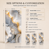 Panneau mural en PVC haute brillance MORLENX, texture marbre UV gris argenté agate, pour projets d'aménagement intérieur hôtelier