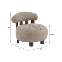 Chaise d'accent de Brown tapissée par dossier incurvé court confortable avec quatre jambes en bois pour détendre