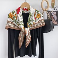 Nouvelle Écharpe Marron Style Western en Soie Sergée 90cm, Simple et Luxe Léger, Plusieurs Styles Disponibles