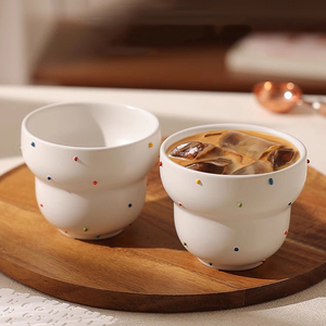 Wholesale Aesthetic Polka Dot <b>Ceramic</b> Mug Gourd Shaped Coffee <b>Cup</b> for Latte - Product Image 2