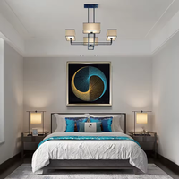 Usine 60*60cm en vrac moderne intérieur fait à la main 3D cercle bois chaîne ligne Art pour la décoration de la maison