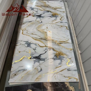 Wayon il pannello di parete di marmo <span class=keywords><strong>bianco</strong></span> PVC a prova di umidità della struttura del pesce della Best-seller è utilizzato per la parete della TV nel salone. - Product Image 1