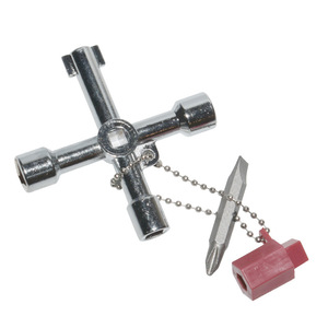 Clé multifonction 4-en-1 pour armoire électrique, compteur d'eau, vanne et ascenseur, tournevis à tête cruciforme - Product Image 1