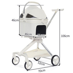 Nouveauté, tissu cuir, landau <span class=keywords><strong>pour</strong></span> <span class=keywords><strong>chien</strong></span>, blanc, <span class=keywords><strong>poussette</strong></span> amovible <span class=keywords><strong>pour</strong></span> chiens 3 en 1 - Product Image 1