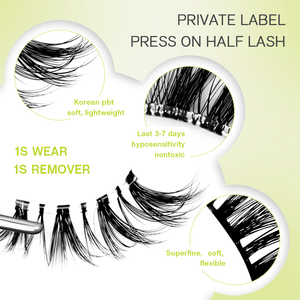ZM <strong>LASH</strong> Korean Vegan Handmade Pre Bond Glued <strong>Lashes</strong> Strips Wholesale Waterproof Reusable Press on <strong>Half</strong> <strong>Lash</strong> - Product Image 2