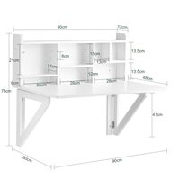 Table d'écriture murale pour ordinateur portable avec étagères de rangement Bureau pliant mural blanc