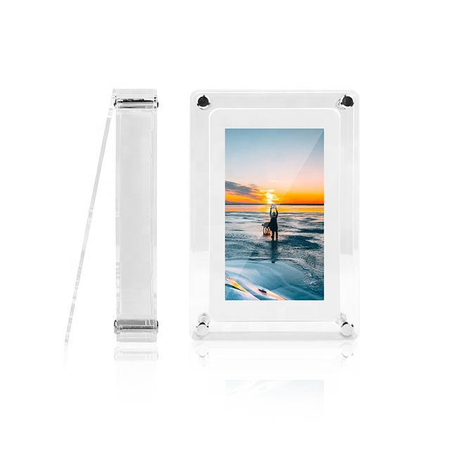 HD Acrylic Digital Photo Frame with Video Playback 7-inch LCD Square Screen Auto Loop Play Type-C Interface 854x480 Resolution