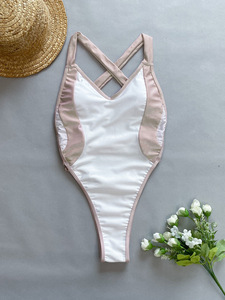 Traje de Baño Deportivo de Una Pieza para Mujer, Modelo Bandeau, con Perlas, Cuello Halter, Spandex/Nylon, Secado Rápido, Transpirable, Ropa de Playa, Nuevos Colores 2025 - Product Image 5