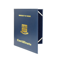 Porte-diplôme A4 en cuir PU avec doublure en velours et coin ruban