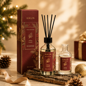 Aikun Refillable Glass <b>Bottled</b> Flameless Black Rattan Stick Christmas Gift Box Reed Diffuser with Refill Oil for Home Decor - Product Image 1