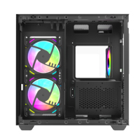 Boîtier PC de jeu pour ordinateur de bureau de taille moyenne, avec panneau latéral en verre incurvé blanc, compatible avec les cartes mères M-ATX, refroidissement par air