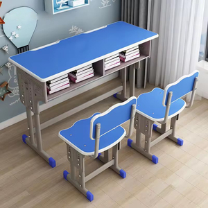 Muebles escolares de material MDF de doble asiento, silla de escritorio de metal y madera para escuela primaria para el hogar o el aula - Product Image 5
