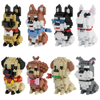 8 styles de modèles de chiens de dessin animé à assembler soi-même, jouet de construction en briques pour enfants