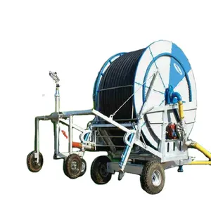 Irrigador de viaje de gran oferta para máquina de riego de carrete de manguera agrícola con pluma para tierras agrícolas grandes